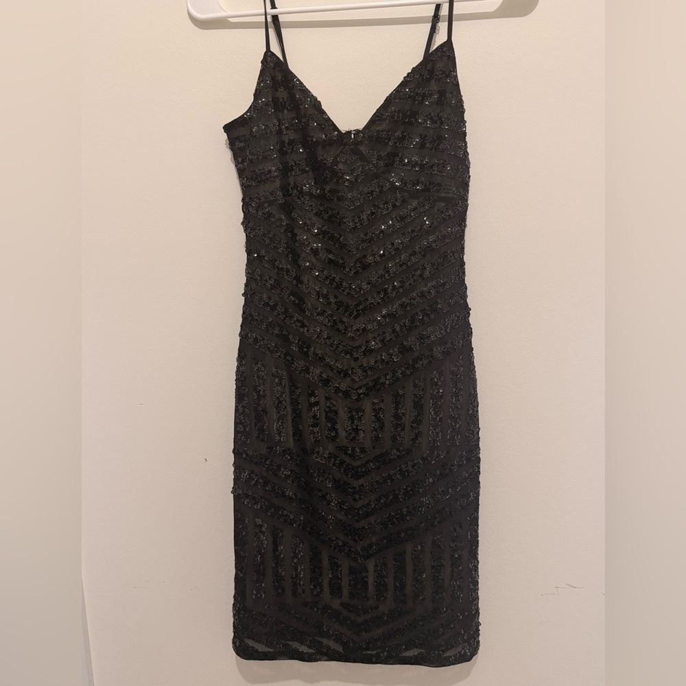 Express Black Sequin Above Knee Dress